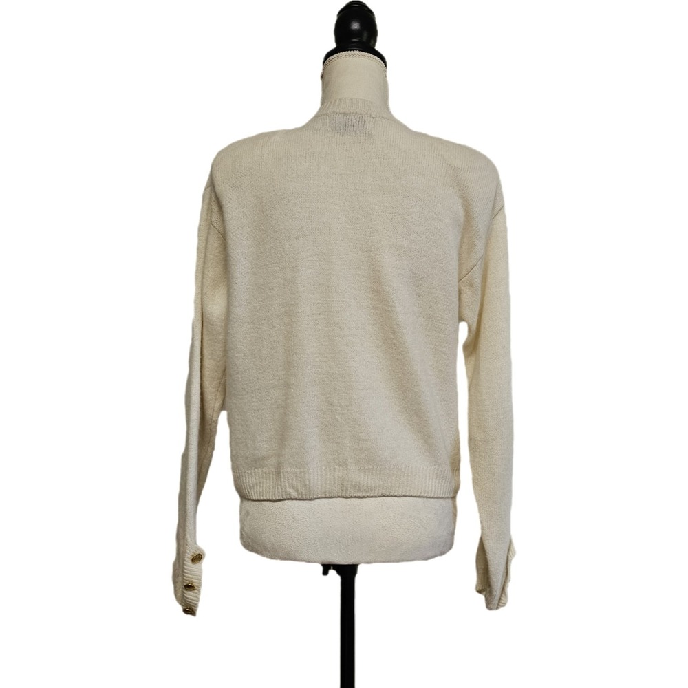 Vintage 80s Forenza Angora Lambswool Ivory Button Front Cardigan Size M Preppy - Picture 3 of 12
